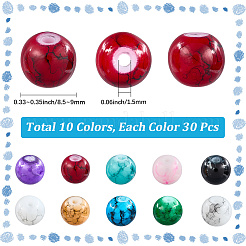 300Pcs 10 Colors Baking Paint Glass Round Beads&nbsp;DGLA-LT0001-06