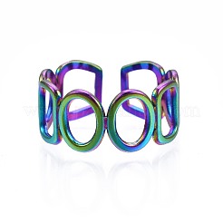 304 Stainless Steel Ring & Rectangle Wrap Cuff Ring&nbsp;RJEW-N038-087