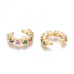 Golden Plated Brass Micro Pave Cubic Zirconia Cuff Earrings&nbsp;EJEW-L244-26G