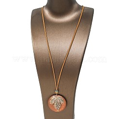 Bohemian Alloy & Wood Pendant Necklaces & Dangle Earrings Sets&nbsp;WG08C2E-01