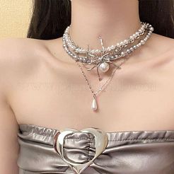 Spider Alloy & Plastic Imitation Pearl Pendant Multi Layered Necklaces for Women&nbsp;FS-WG1DFD4-01