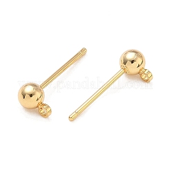 SHEGRACE Brass Round Ball Stud Earring Findings&nbsp;XGR0051G-39G
