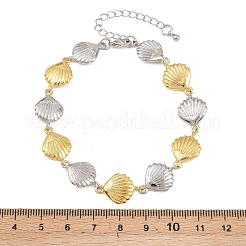Shell Shape Brass Link Chain Bracelets for Women&nbsp;BJEW-K248-07C-GP
