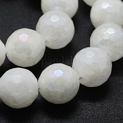 Electroplated Natural White Jade Beads Strands&nbsp;G-G749-05B-12mm