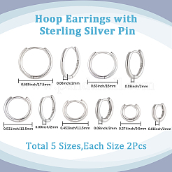 5 Pair 5 Styles Brass Hoop Earrings&nbsp;EJEW-BBC0001-90