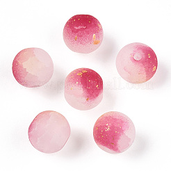 Frosted Baking Paint Crackle Glass Beads with Glitter Powder&nbsp;X1-DGLA-T004-6mm-01A