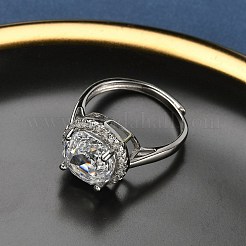 925 Sterling Silver Micro Pave Cubic Zirconia Finger Rings&nbsp;RJEW-B134-01B-03