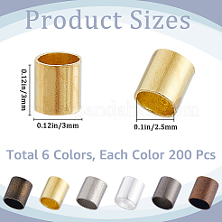 1200pcs 6 Colors Brass Crimp Beads&nbsp;KK-SP0002-29