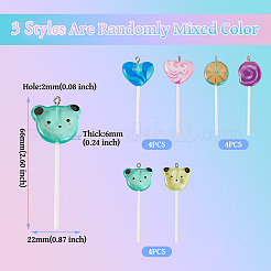 12pcs 3 styles Luminous Transparent Resin Cartoon Big Pendants&nbsp;CRES-TA0001-41