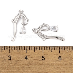 Brass Micro Pave Clear Cubic Zirconia Pendants&nbsp;KK-L212-06P