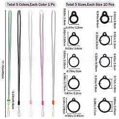50Pcs 5 Style Silicone Rings with 5 Strands Rubber Lanyard Straps Anti-Loss Pendant Holder&nbsp;DIY-GF0008-03