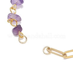 3Pcs 3 Styles Synthetic Turquoise & Natural Rose Quartz & Amethyst Chip Bead Link Chain Bracelet Making&nbsp;AJEW-JB01400