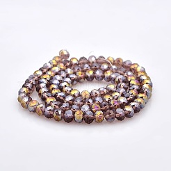 Half Rainbow Plated Faceted Rondelle Electroplate Glass Beads Strands&nbsp;GLAA-A024D-HR06