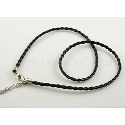 Platinum Plated Imitation Leather Necklace Cord&nbsp;X-NFS001Y