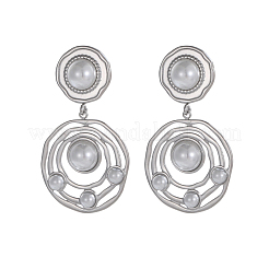 304 Stainless Steel Stud Dangle Earrings&nbsp;STAS-OY010-62P