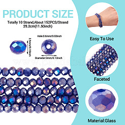10 Strands Baking Electroplate Glass Beads Strands&nbsp;GLAA-BW0001-01