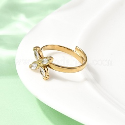 304 Stainless Steel Cubic Zirconia Finger Rings&nbsp;RJEW-C169-01G-03