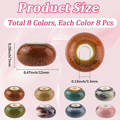64Pcs 8 Colors Handmade Porcelain Beads&nbsp;PORC-PA0001-03