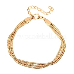 304 Stainless Steel Snake Chain Multi-strand Bracelets&nbsp;BJEW-C128-01C