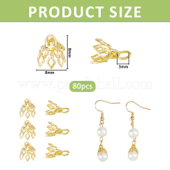 80Pcs Flower Rack Plating Brass Filigree Bead Cap Bails&nbsp;KK-FH0008-45G