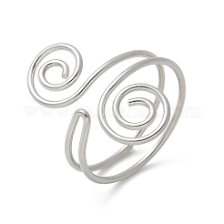 304 Stainless Steel Round Wrap Open Cuff Rings for Women Men&nbsp;RJEW-Z071-02A-P