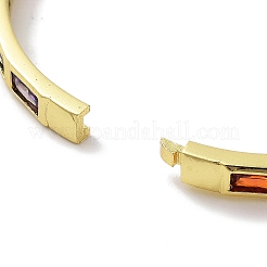 Brass Pave Colorful Glass Hinged Bangles for Women&nbsp;BJEW-Z061-07C