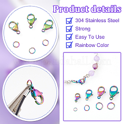 304 Stainless Steel Lobster Claw Clasps with Open Jump Rings&nbsp;STAS-PH0005-99B