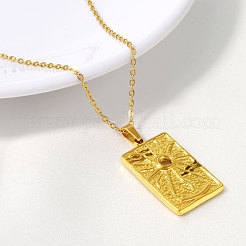 304 Stainless Steel Rectangle with Sun Pendant Necklaces for Women&nbsp;WGF8365-02