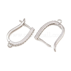 Brass Micro Pave Clear Cubic Zirconia Hoop Earring Findings&nbsp;KK-K340-37P