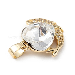Real 18K Gold Plated Rack Plating Brass Micro Pave Cubic Zirconia Pendants&nbsp;KK-C015-28G-16