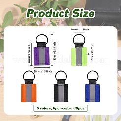 30Pcs 5 Colors Reflective Rectangle Polyester Pendant Keychains&nbsp;KEYC-CO0001-02