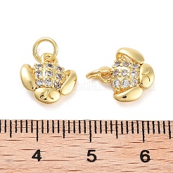 Rack Plating Brass Micro Pave Clear Cubic Zirconia Charms&nbsp;KK-Z064-17G