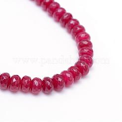 Faceted Rondelle Dyed Natural White Jade Bead Strands&nbsp;G-R343-6x8-07