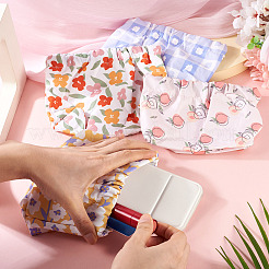 3Pcs 3 Colors Flower Printed Cloth Women's Mini Cosmetics Storage Bags&nbsp;ABAG-TA0001-98