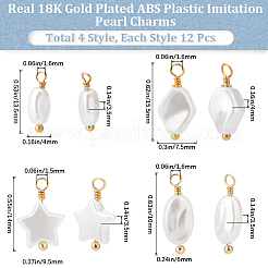 48Pcs 4 Styles ABS Plastic Imitation Pearl Pendants&nbsp;KK-BBC0013-91