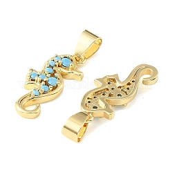 Brass Micro Pave Sky Blue Cubic Zirconia Pendants&nbsp;CU-CBA6938-05G-05