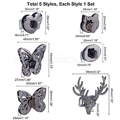 6 Sets 6 Styles Zinc Alloy Bag Twist Lock Accessories&nbsp;FIND-PH0002-24B