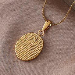 304 Stainless Steel Enamel Oval with Flower Pendant Necklaces for Women&nbsp;WT6363