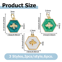 6Pcs 3 Styles Brass & 304 Stainless Steel Enamel Charms&nbsp;FIND-HS0002-30