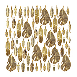 64pcs 8 styles Tibetan Style Alloy Feather Pendants&nbsp;FIND-PH0022-52AG