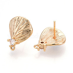 Brass with Clear Cubic Zirconia Stud Earring Findings&nbsp;KK-G491-57B-G