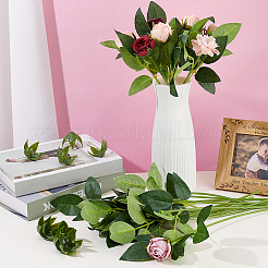 50Pcs Silk Fabric & Plastic Artificial Rose Leaf&nbsp;AJEW-PH0008-12