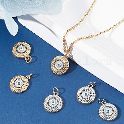 6Pcs 2 Colors Brass Micro Pave Cubic Zirconia Pendants&nbsp;ZIRC-BBC0003-68C