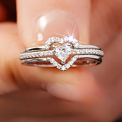 Brass Rhinestone Finger Rings for Women&nbsp;WG3401F-01