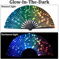 1Pc Luminous Bomboo & Cloth Fans&nbsp;AJEW-SP0003-78D