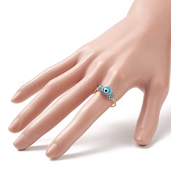 Lampwork Evil Eye Finger Ring&nbsp;RJEW-JR00555