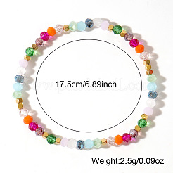 Rainbow Glass Beaded Stretch Bracelets&nbsp;JJ6334