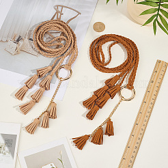 2Pcs 2 Colors Bohemian Imitation Leather Tassel with Alloy Ring Waist Chain Belts for Women&nbsp;AJEW-CL0005-22A