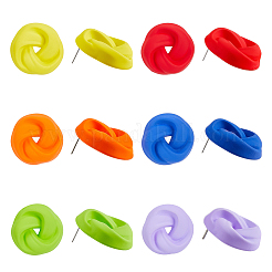 6 Pairs 6 Colors Spray Painted Acrylic Stud Earrings with Steel Iron Pins&nbsp;EJEW-FI0003-12