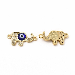 Rack Plating Real 18K Gold Plated Brass Micro Pave Clear Cubic Zirconia Connector Charms&nbsp;ZIRC-L102-05G-03